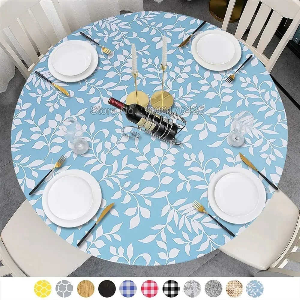 Nappe ronde élastique imperméable à motifs