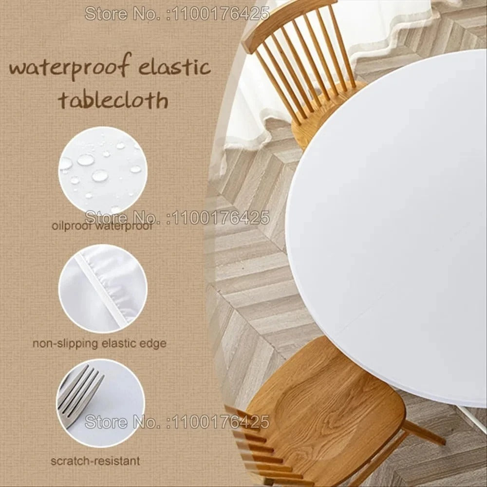 Nappe ronde élastique imperméable à motifs